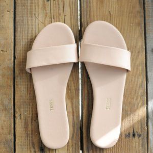 Pink slip on sandals